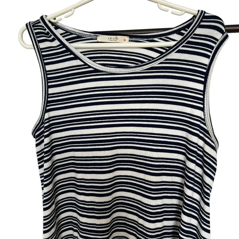 Le Lis Womens Tank Top Sleeveless Striped Cutout‎ S Black White
